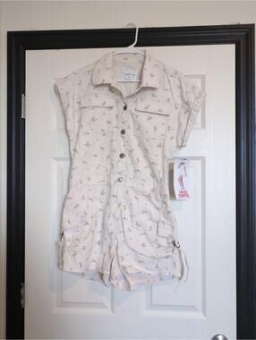 Medium NWT cotton blend cargo romper